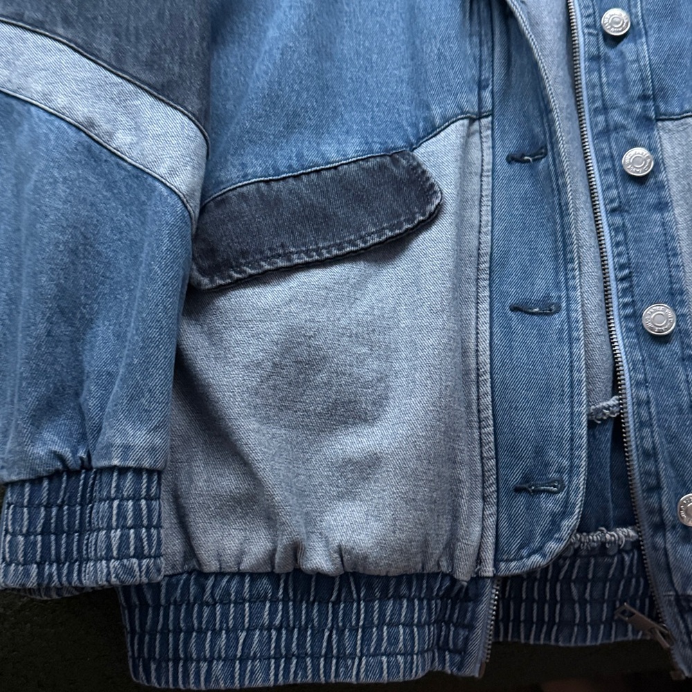 Wild Fable Patchwork Denim Bomber Jacket - image 3